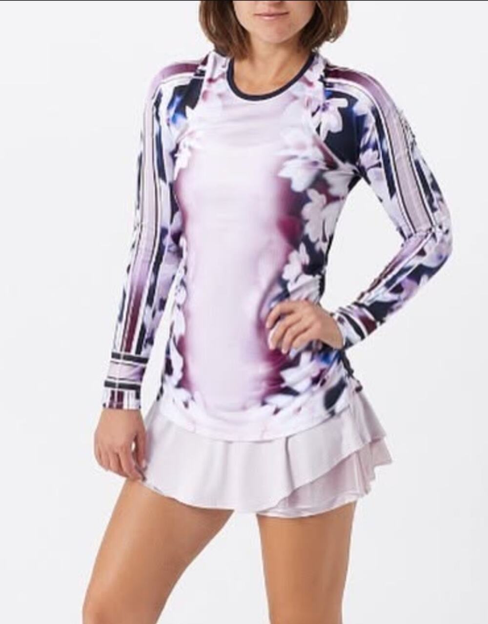 Lucky in Love Women Lush Daze Long Sleeve Tennis T-Shirt Pink Blue Size M 8-10